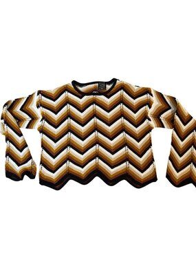 FCT with Love Retro Chevron Crochet knit sweater M medium